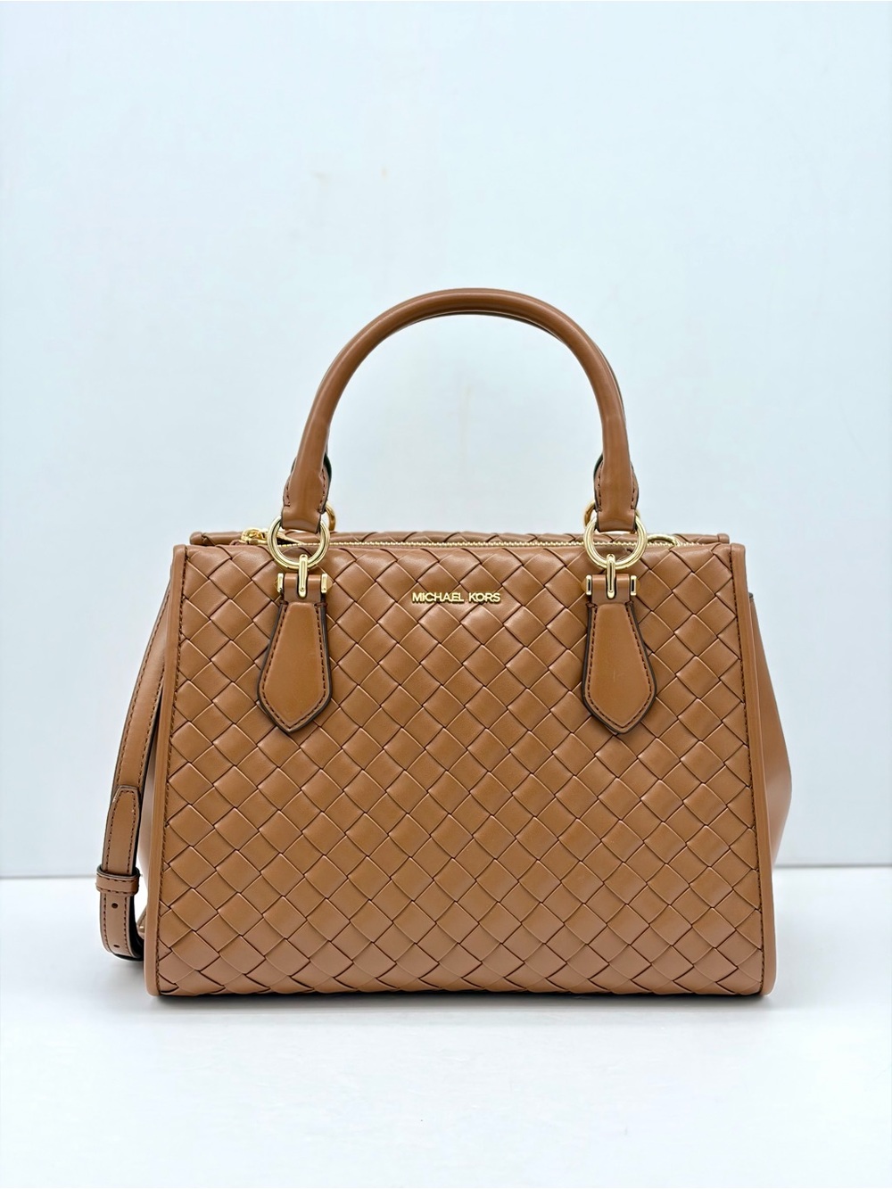 MICHAEL KORS  Marilyn Medium Woven Satchel Crossbody Luggage
